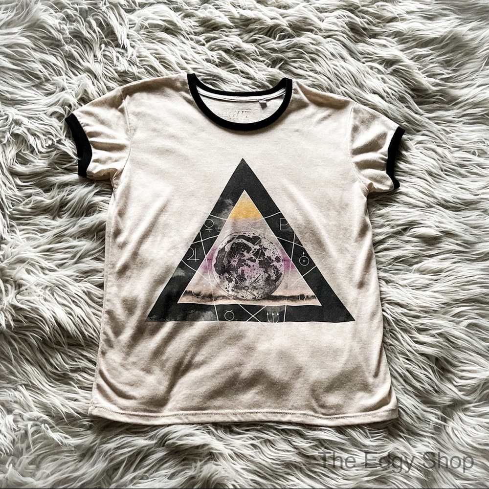 Mighty Fine | Zodiac Moon Triangle Ringer T-Shirt - Picture 1 of 4